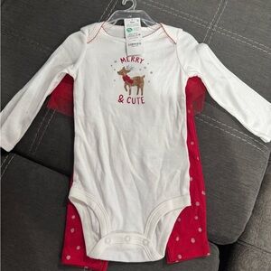 Carter’s Baby Girl’s Merry & Cute White and Red Christmas set